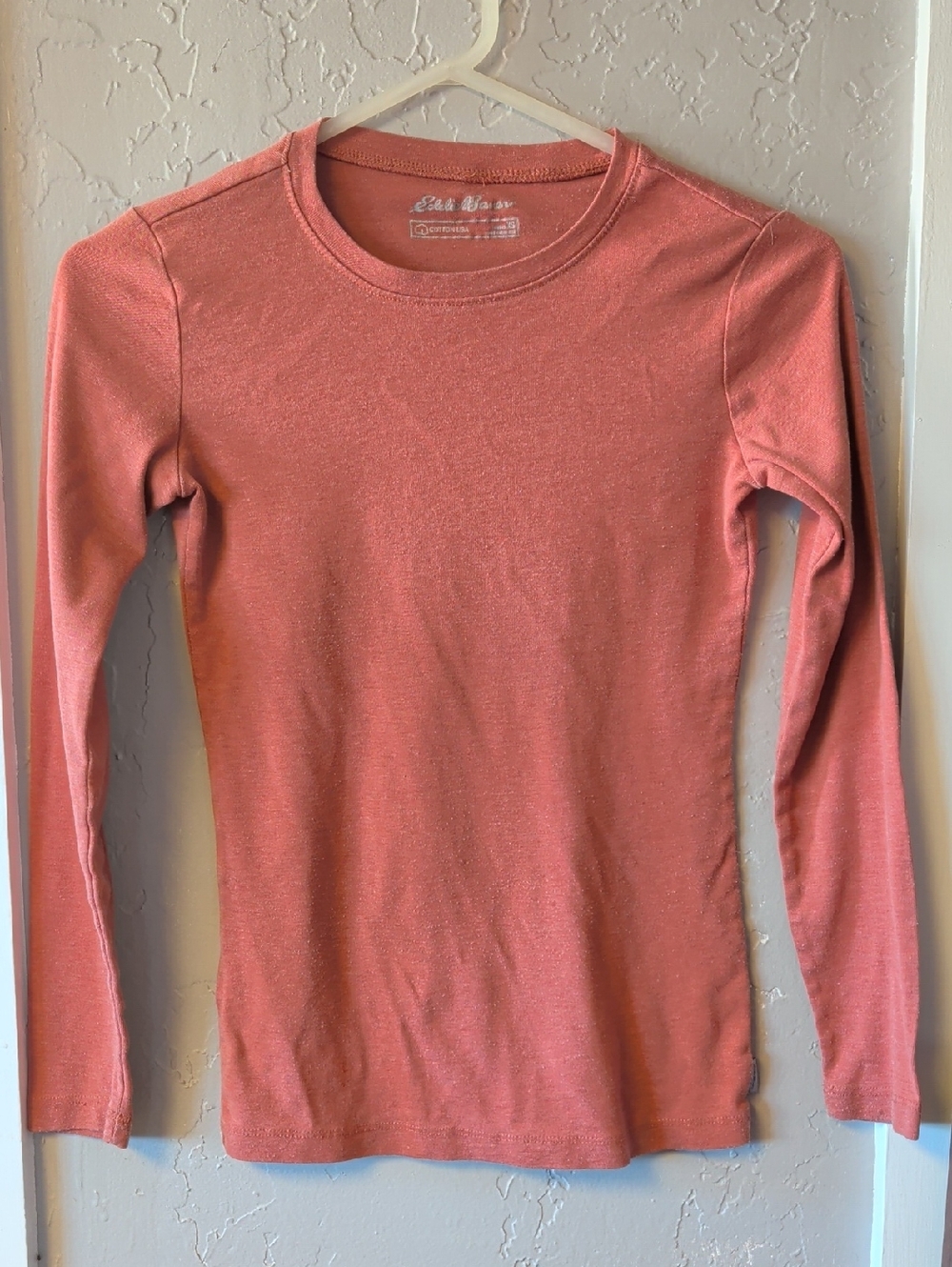 Eddie Bauer Rust-Coral Crewneck Long-sleeve Tee Women's XS